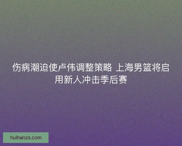 伤病潮迫使卢伟调整策略 上海男篮将启用新人冲击季后赛